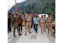 DGP Dilbag Singh along with other senior police officers visiting Machail Mata Temple in Kishtwar.