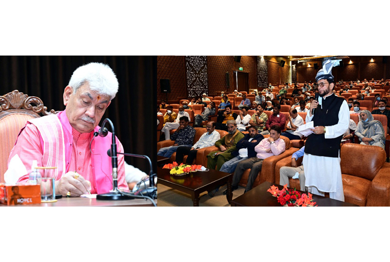 Lieutenant Governor Manoj Sinha during a meeting with PRI representatives and Civil Society from Ganderbal on Tuesday. Lieutenant Governor Manoj Sinha during a meeting with PRI representatives and Civil Society from Ganderbal on Tuesday.