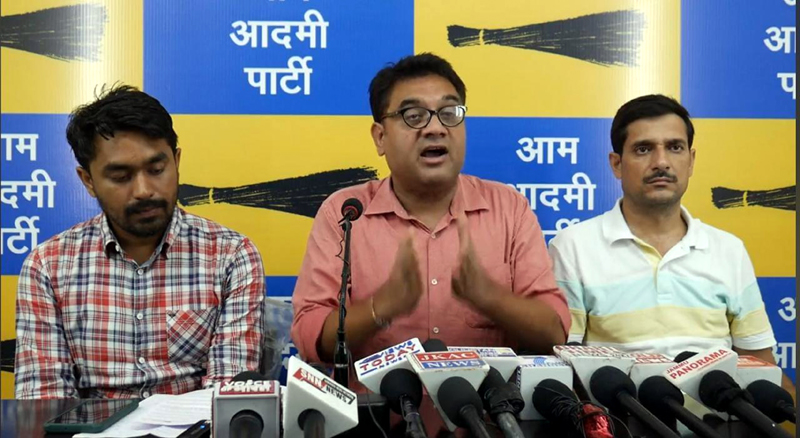 AAP leader Gagan Pratap Singh addressing a press conference at Jammu on Sunday. AAP leader Gagan Pratap Singh addressing a press conference at Jammu on Sunday.