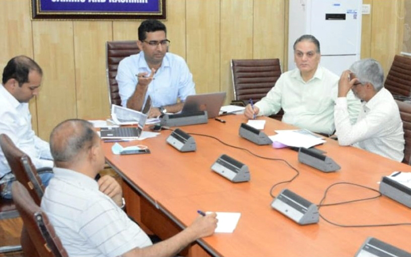 Secy Tribal Affairs Dr Shahid Iqbal Choudhary chairing a meeting at Srinagar. Secy Tribal Affairs Dr Shahid Iqbal Choudhary chairing a meeting at Srinagar.