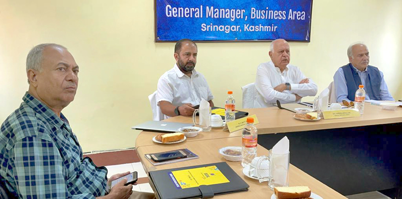 NC MPs Dr Farooq Abdullah and Hasnain Masoodi during telecom advisory meeting. NC MPs Dr Farooq Abdullah and Hasnain Masoodi during telecom advisory meeting.