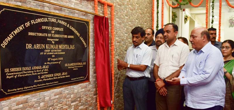 CS Dr Arun Kumar Mehta inaugurating newly constructed office complex at Jammu on Wednesday.CS Dr Arun Kumar Mehta inaugurating newly constructed office complex at Jammu on Wednesday.