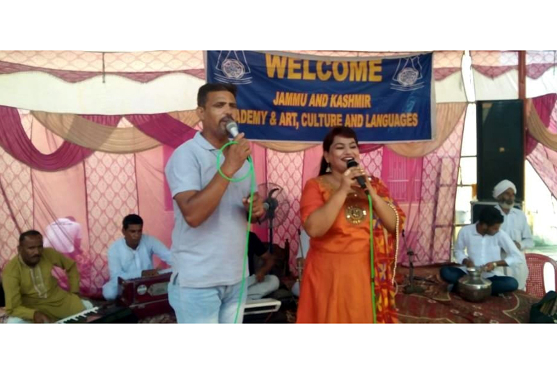 Artists performing at Narsingh Temple Ghagwal in Samba on Saturday. Artists performing at Narsingh Temple Ghagwal in Samba on Saturday.