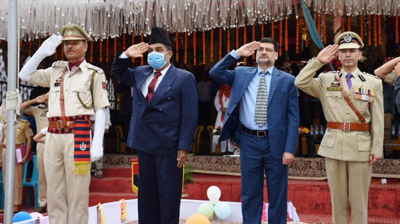 Budgam DDC Chairman taking salute from March Past.