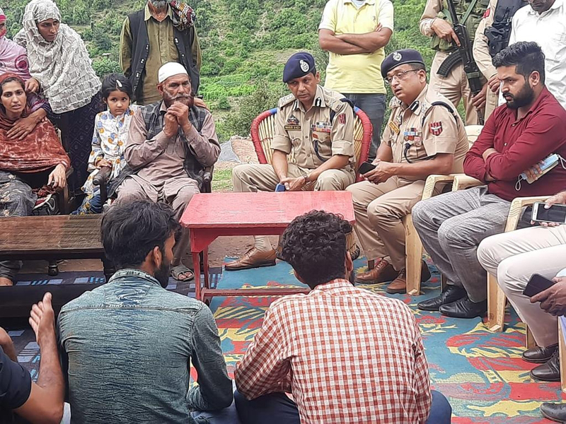 ADGP Jammu Zone Mukesh Singh during visit to house of martyr Sarfaraz Ahmad.