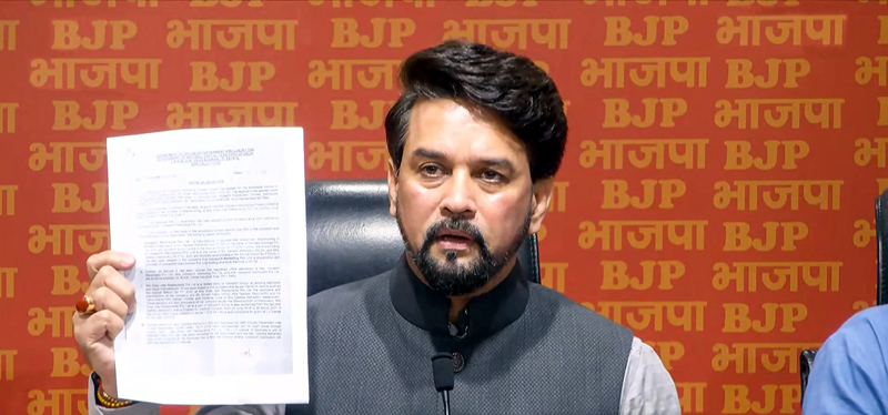 Union Minister Anurag Singh Thakur addressing a press conference in New Delhi on Saturady. (UNI) Union Minister Anurag Singh Thakur addressing a press conference in New Delhi on Saturady. (UNI)