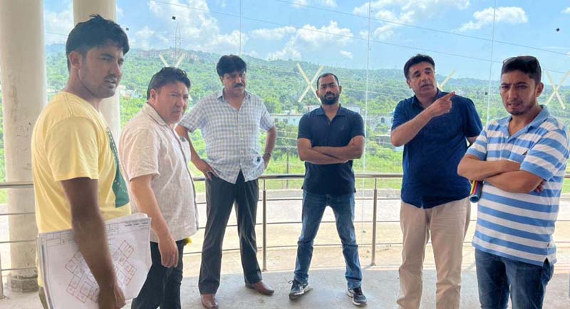 CEC LAHDC Kargil Feroz Ahmad Khan inspecting a development work. CEC LAHDC Kargil Feroz Ahmad Khan inspecting a development work.