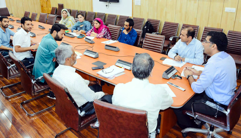 Secy TAD, Dr Shahid Iqbal Choudhary chairing a meeting at Srinagar. Secy TAD, Dr Shahid Iqbal Choudhary chairing a meeting at Srinagar.