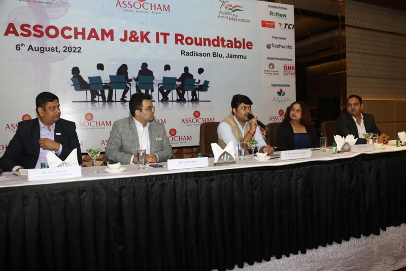 Dignitaries during roundtable by ASSOCHAM at Jammu on Sunday.