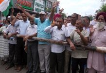 PoJK DPs staging protest demonstration near Press Club in Jammu on Wednesday. -Excelsior/Rakesh