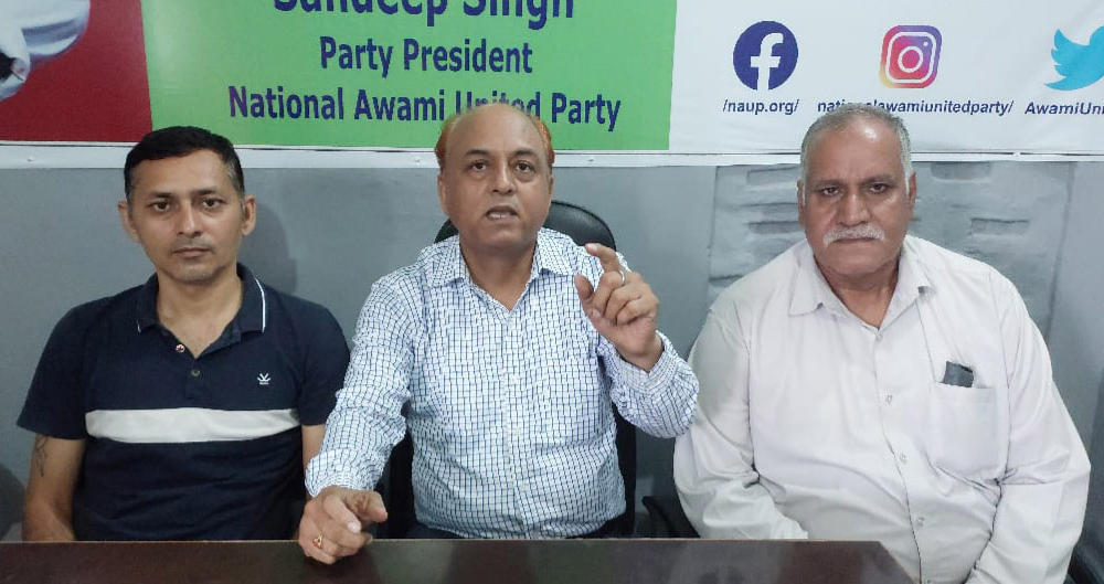 NAUP leaders addressing a press conference at Jammu on Wednesday. NAUP leaders addressing a press conference at Jammu on Wednesday.