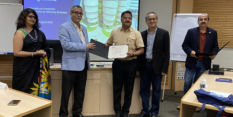 Prof Yash Pal Sharma being awarded the certificate after successful competition of LEAP at NTU, Singapore. Prof Yash Pal Sharma being awarded the certificate after successful competition of LEAP at NTU, Singapore.