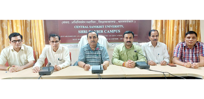 Director Sanskrit University addressing a press conference on Wednesday. Director Sanskrit University addressing a press conference on Wednesday.