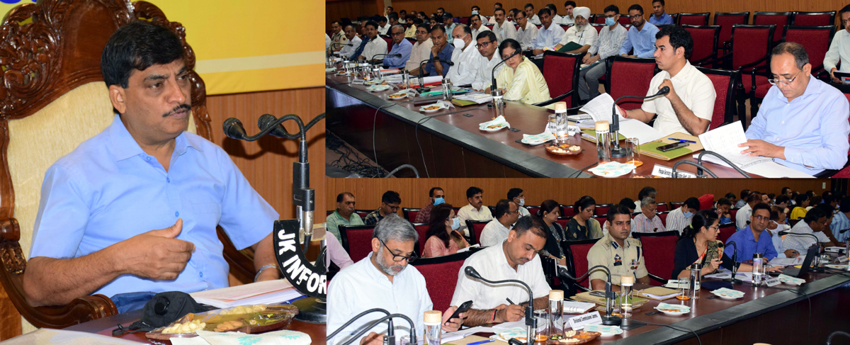 Chief Secretary chairing a meeting at Jammu on Monday. Chief Secretary chairing a meeting at Jammu on Monday.
