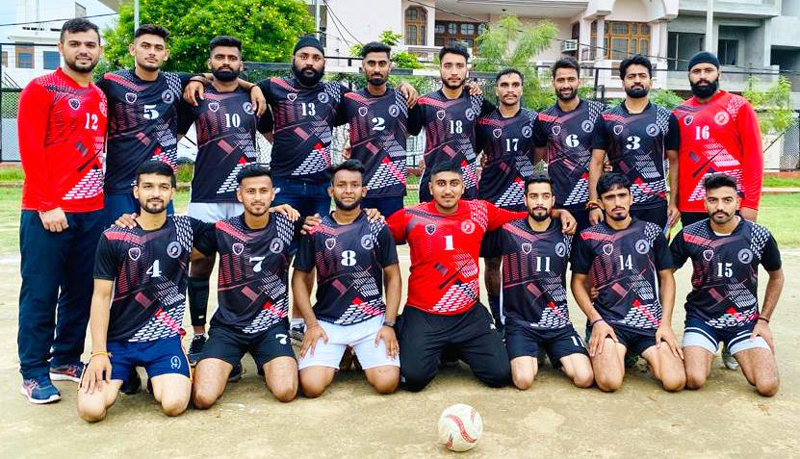 Handball team posing for a group photograph at Jammu on Tuesday. Handball team posing for a group photograph at Jammu on Tuesday.