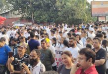 People participating in Walkathon in Jammu on Thursday.