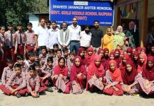 BDC Chairman Mandi, ZEO and other people during function at Govt Girls Middle School Rajpura in Mandi on Tuesday.