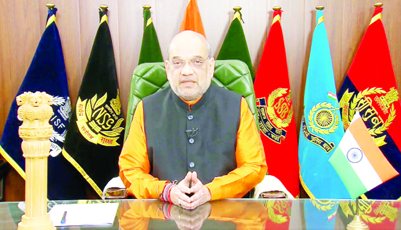 Union Home Minister Amit Shah virtually addressing on the occasion of 'Hindi Diwas' in New Delhi on Wednesday. (UNI) Union Home Minister Amit Shah virtually addressing on the occasion of 'Hindi Diwas' in New Delhi on Wednesday. (UNI)