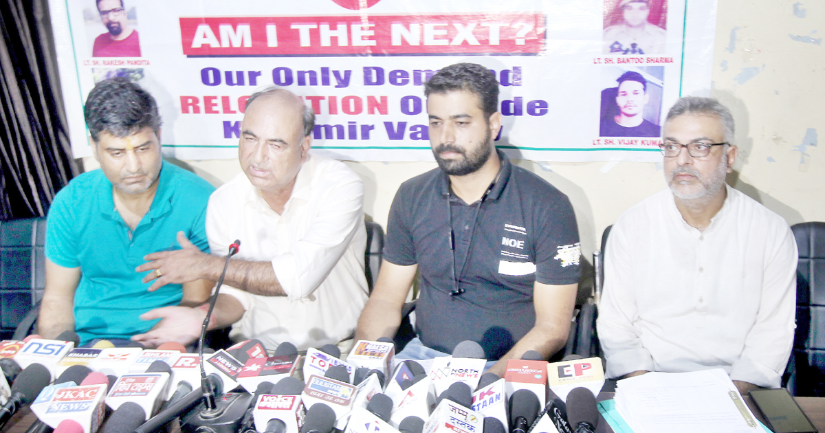 PM package employees at a press conference at Jammu on Monday. -Excelsior/Rakesh PM package employees at a press conference at Jammu on Monday. -Excelsior/Rakesh
