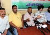 Senior members of PHE Employees United Front addressing joint press conference in Jammu on Saturday. -Excelsior/Rakesh