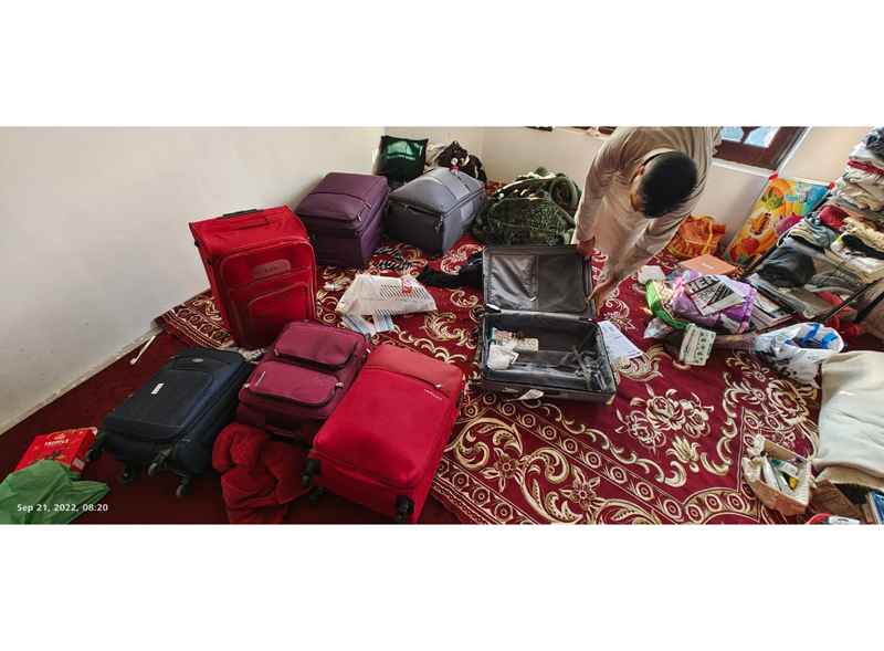 An SIA team member during searches in one of the locations at Bhatindi in Jammu on Wednesday. An SIA team member during searches in one of the locations at Bhatindi in Jammu on Wednesday.