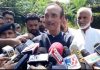 Former CM Ghulam Nabi Azad speaking to reporters in Srinagar on Tuesday.