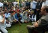 Former Chief Minister Ghulam Nabi Azad meeting deputations from Central Kashmir and Srinagar. -Excelsior/Shakeel