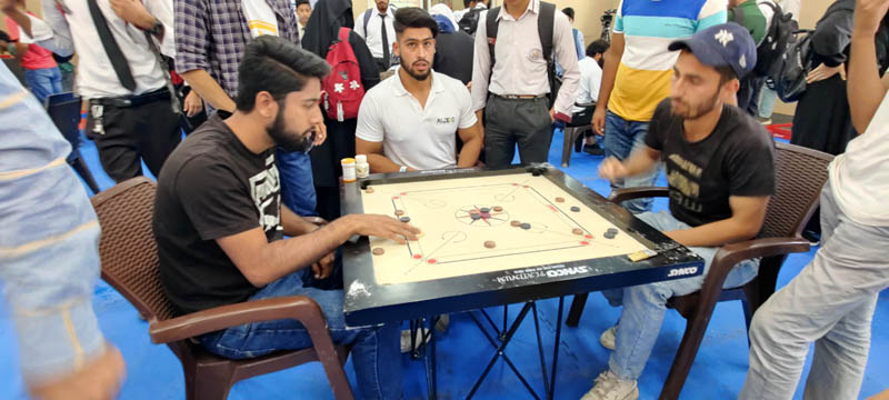 Participants of carrom championship at Srinagar on Wednesday. Participants of carrom championship at Srinagar on Wednesday.