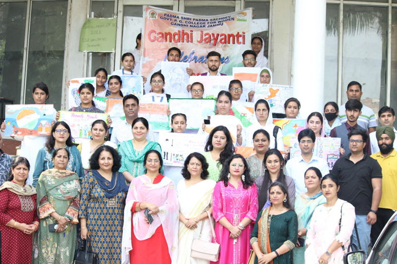 Staff and students of Gandhi Nagar College during posters competition on Wednesday.