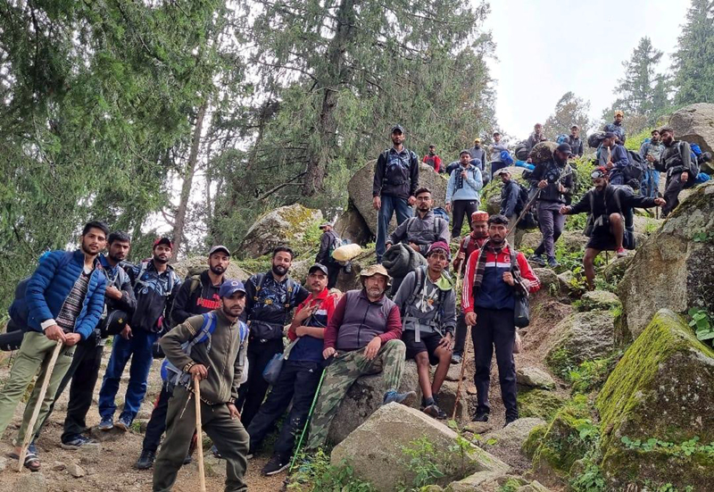 Students posing for a group photograph during the expedition in Bhaderwah. Students posing for a group photograph during the expedition in Bhaderwah.