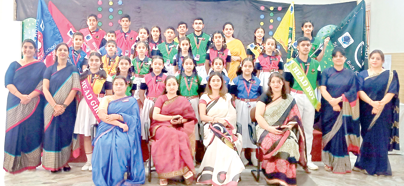 Newly elected council of Sprawling Buds School posing for a group photograph at Jammu. Newly elected council of Sprawling Buds School posing for a group photograph at Jammu.