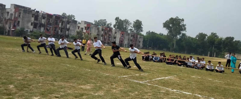 Players in action during the match of Tug-of-war at Sports Stadium Jagti on Wednesday. Players in action during the match of Tug-of-war at Sports Stadium Jagti on Wednesday.