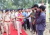 DGP, Dilbag Singh along with other senior police officers interacting with locals at Sangam Srinagar on Monday.