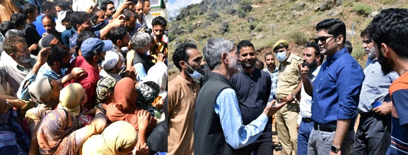 DC Bandipora Dr Owais Ahmed interacting with people on Tuesday. DC Bandipora Dr Owais Ahmed interacting with people on Tuesday.