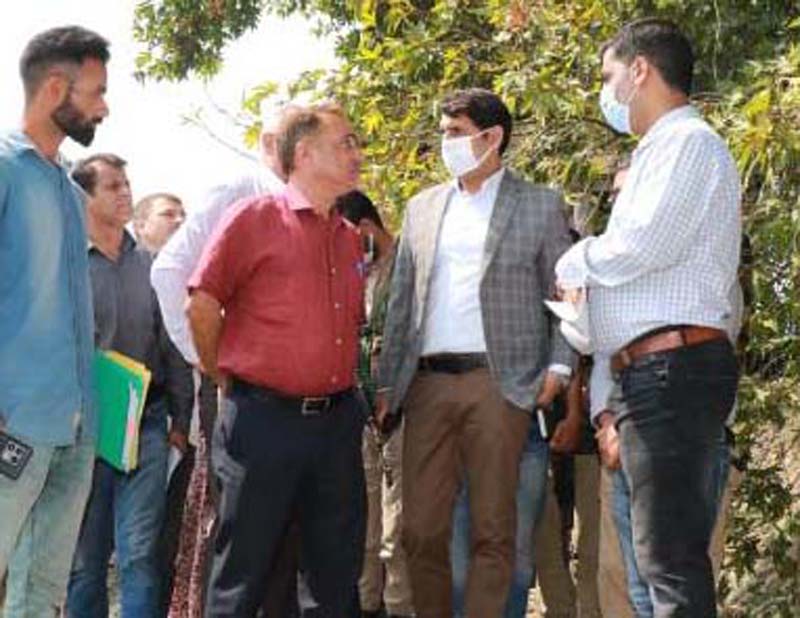 DC Srinagar inspecting work on bridge. DC Srinagar inspecting work on bridge.