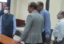 Advisor to LG, R R Bhatnagar during visit to GMC Anantnag on Sunday.