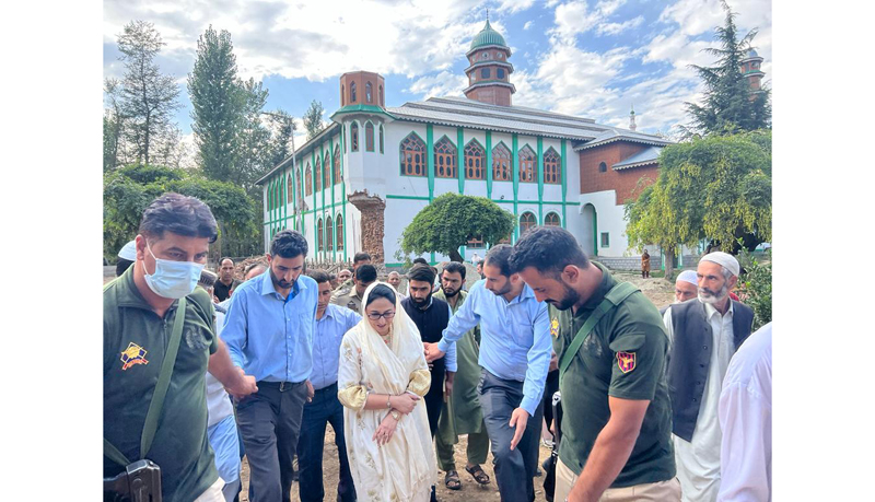 Waqf Board Chairperson Dr Darakhshan Andrabi during visit to a shrine in Anantnag on Wednesday. Waqf Board Chairperson Dr Darakhshan Andrabi during visit to a shrine in Anantnag on Wednesday.