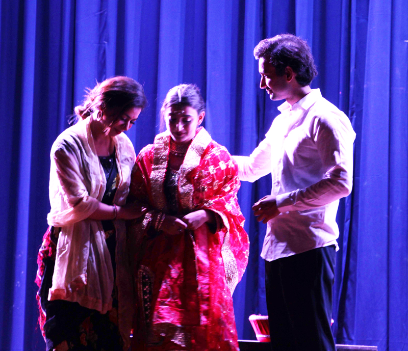 Artists performing the play 'The Uncrowned Poet' at Government PG College for Women, Gandhi Nagar (Jammu). -Excelsior/Rakesh