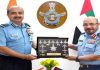 Commander of the UAE Air Force and Air Defence Maj Gen Ibrahim Nasser Mohamed Al Alawi on Monday met Air Chief Marshal V R Chaudhari on Monday.