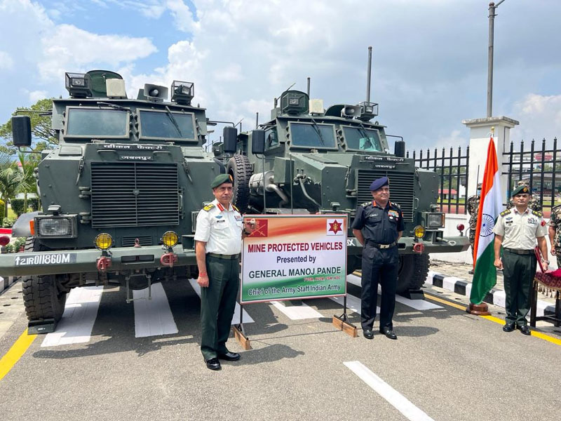 General Manoj Pande COAS handed over non-lethal military aids to include Artillery Equipment, Mine Protected Vehicles, Medical Stores & Horses to COAS Nepali Army. General Manoj Pande COAS handed over non-lethal military aids to include Artillery Equipment, Mine Protected Vehicles, Medical Stores & Horses to COAS Nepali Army.