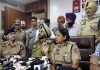 Inspector General of Police Gurpreet Deo with senior police officers addresses a press conference after objectionable videos of several women students were allegedly posted on social media, at the Chandigarh University in Mohali. A woman student who was allegedly involved in sharing the video online has been apprehended.