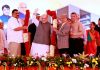 Union Minister for Home Affairs and Cooperation, Amit Shah at the foundation laying ceremony of the 750 bedded hospital, in Gandhinagar, Gujarat on Tuesday.