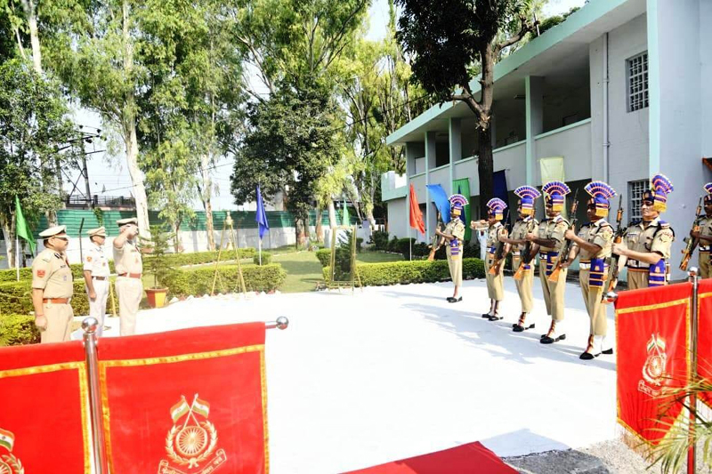 CRPF officers and jawans during Raising Day celebrations.
