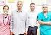 Dr Sushant and his team posing with a patient on whom they performed Catheter directed intra coronary thrombolysis at Narayana Hospital, Katra.