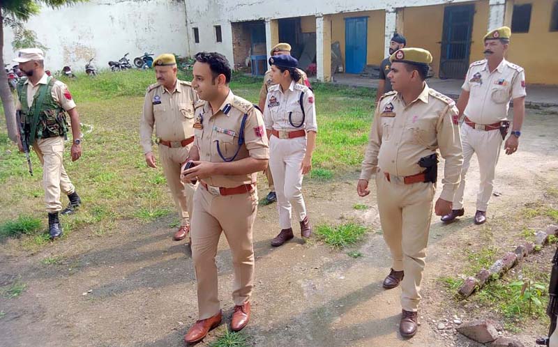 SSP Samba, Dr Abhishek Mahajan taking round of PS Ramgarh during his visit to the area on Thursday. SSP Samba, Dr Abhishek Mahajan taking round of PS Ramgarh during his visit to the area on Thursday.