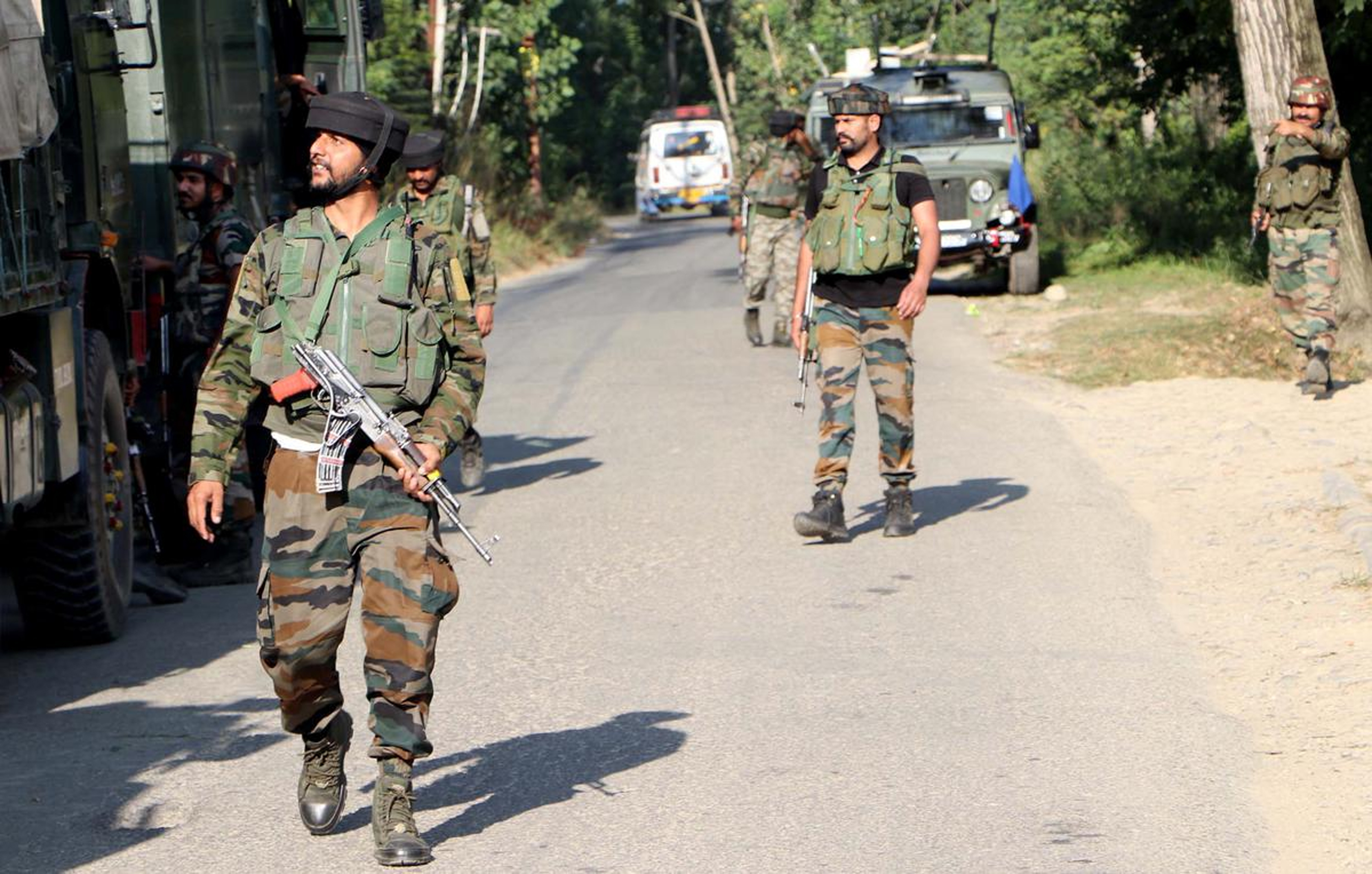 Army jawans stand guard near encounter site (File Picture)