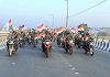 CRPF personnel during the motorcycle rally at Jammu on Sunday.