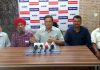 Apni Party's State Coordinator of OBC Wing, Madan Lal Chalotra addressing a press conference at Jammu on Tuesday.