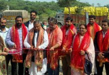 BJP leaders inaugurating Dosa Planet on Jammu-Katra road near IIT on Tuesday.
