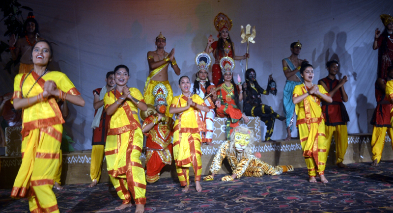 Natrang artists staging 'Mata Ki Kahani' during Navratra Festival in Katra.
